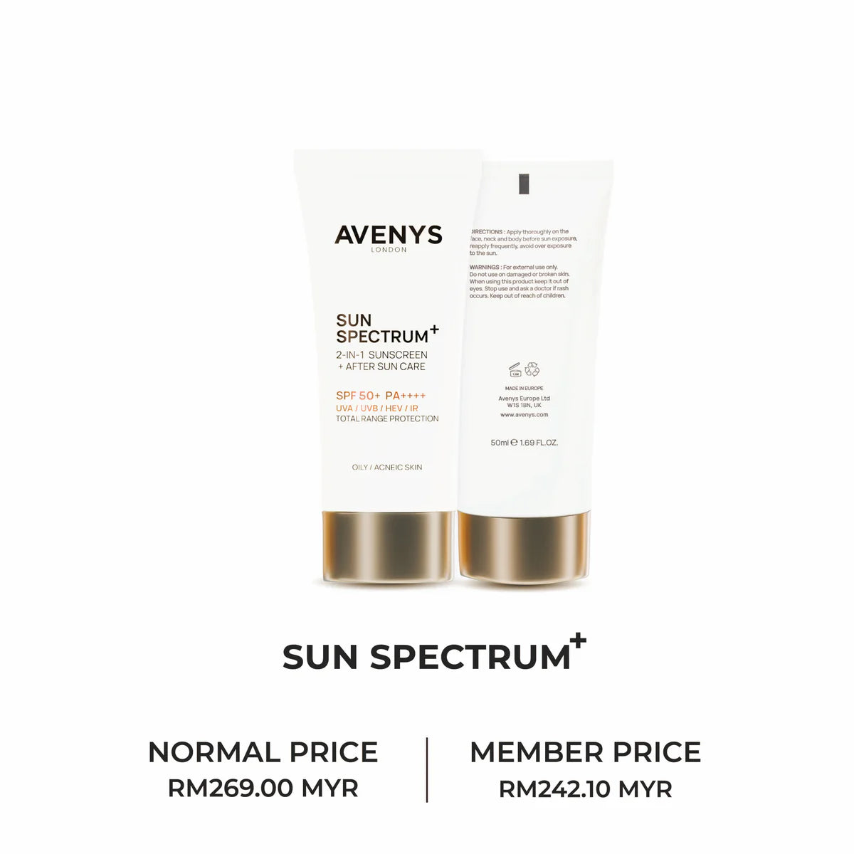 AVENYS Sun Spectrum+ 2 In 1 Sunscreen + After Sun Care